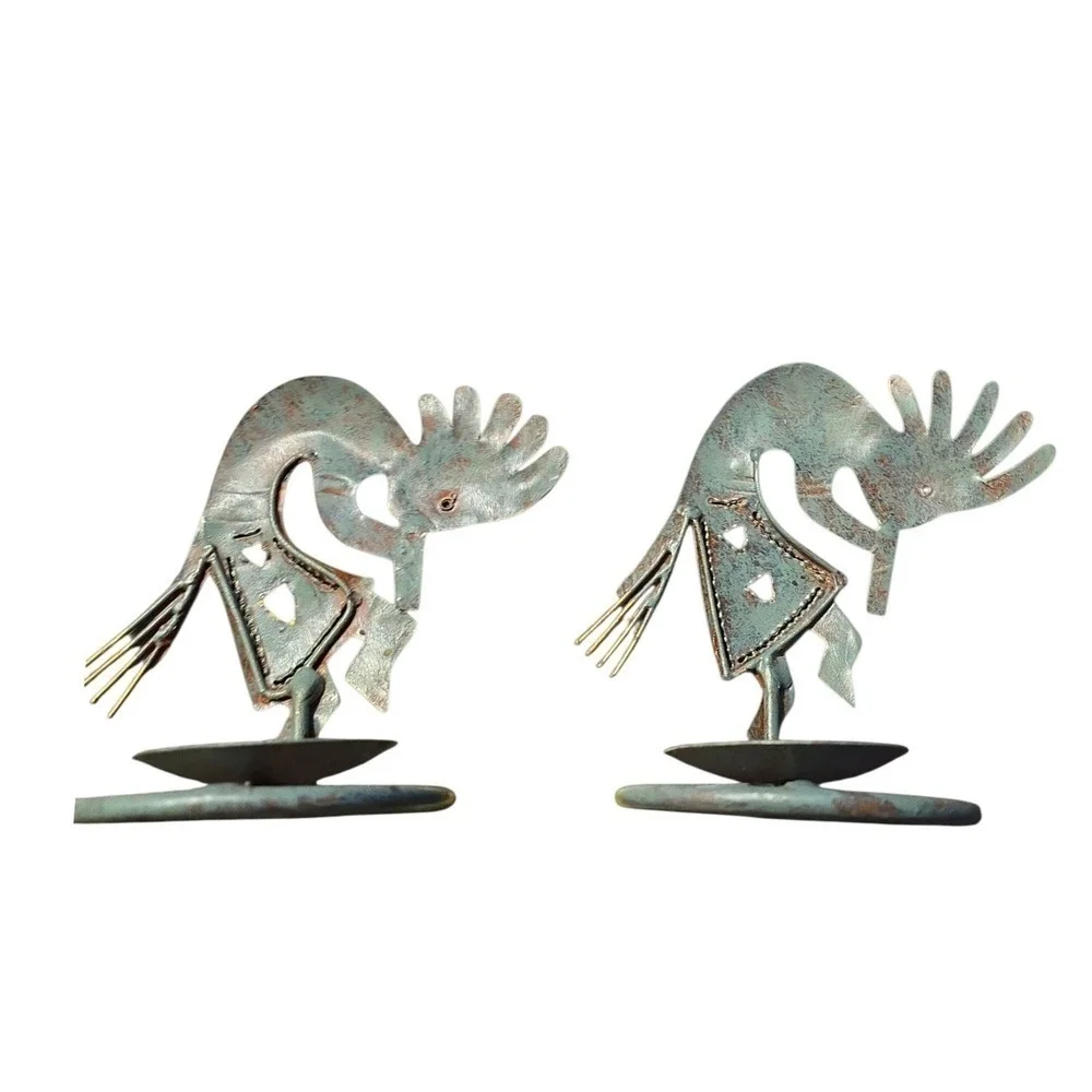 Kokopelli Candle Holder Southwestern Metal Art‎ Candle Wall Sconce Set
